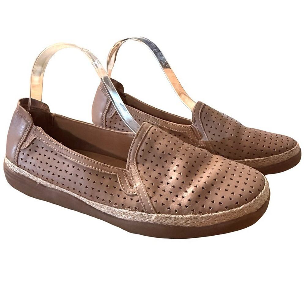 Clarks Elaina Ruby Slip On Espadrille Flats Perforated Tan Flats Slip On Shoes 9